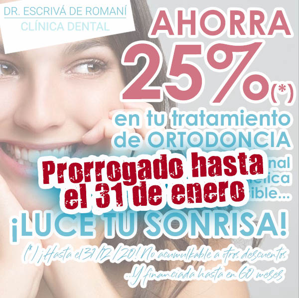 Oferta: descuento de un 25% en todos los tratamientos de Ortodoncia